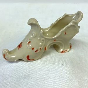 Vintage Victorian style glazed ceramic miniature shoe
